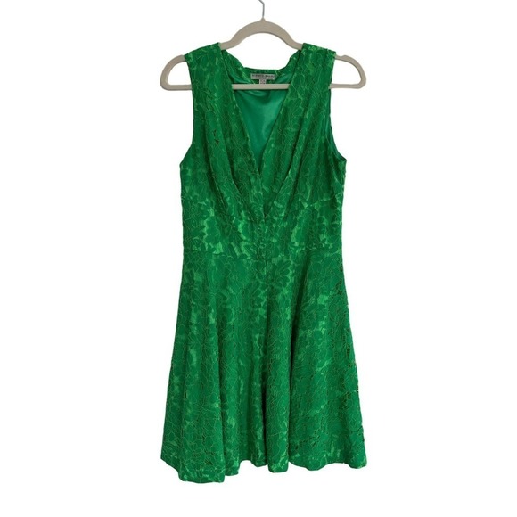 Vintage Alberto Makali Green Lace Dress fully Lined Size 10 - Picture 1 of 5